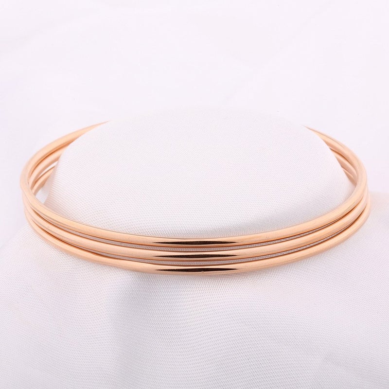 MASOP VOGU MASOP Women 3 Pcs Rose Gold Tone Bohemian Style Simple Bangle Bracelet Set - Image 2